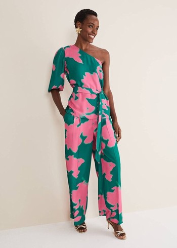 Phase Eight Madison Abstracts Co-Ord Trousers Green/Pink Canada | HOERPL-312